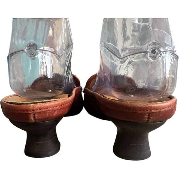 VTG Nurture Brown Leather Kitten Heel Mules Womens SZ 7.5 Y2K Classic Comfort - Picture 4 of 11